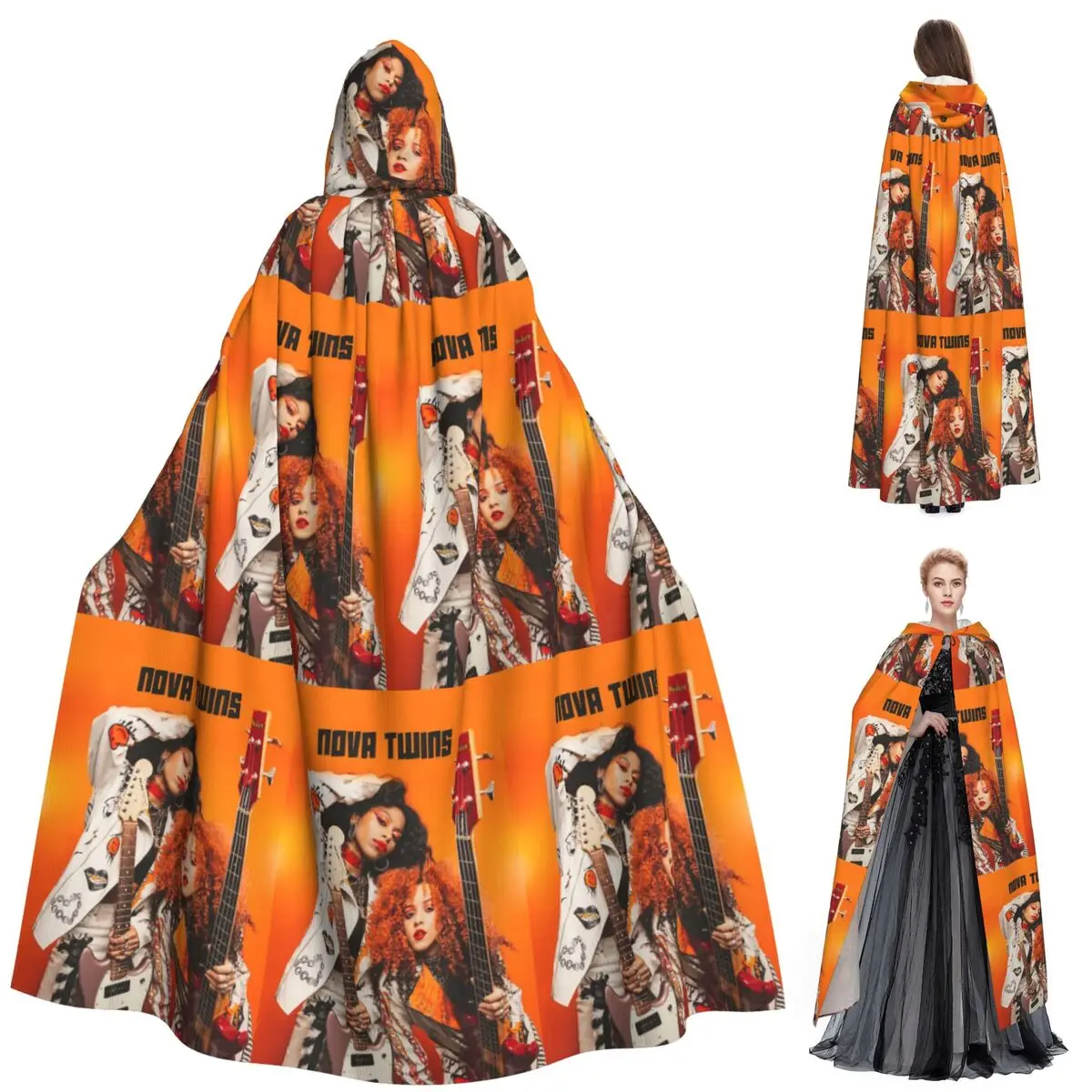 

Длинный плащ с капюшоном Nova Twins, средневековый костюм ведьмы, накидка для косплея, Хэллоуин, вечеринка, унисекс для взрослых