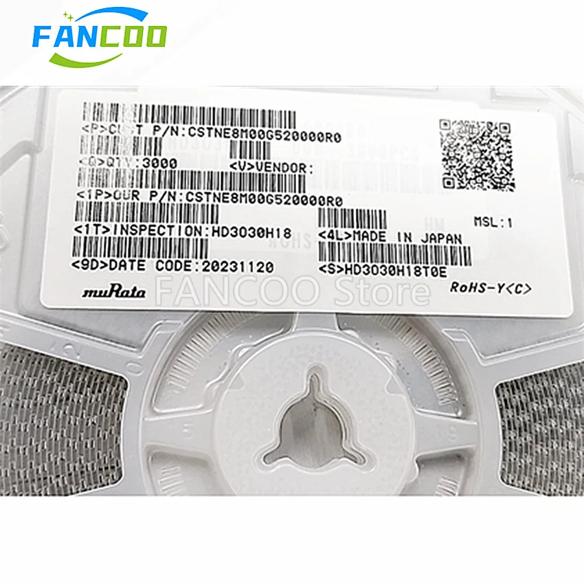 100pcs CSTNE8M00G520000R0 800G 8.000MHZ 8M CSTNE 3213 3P SMD Ceramic Resonator CSTNE8M00G52 8MHZ 10PF CSTNE8M