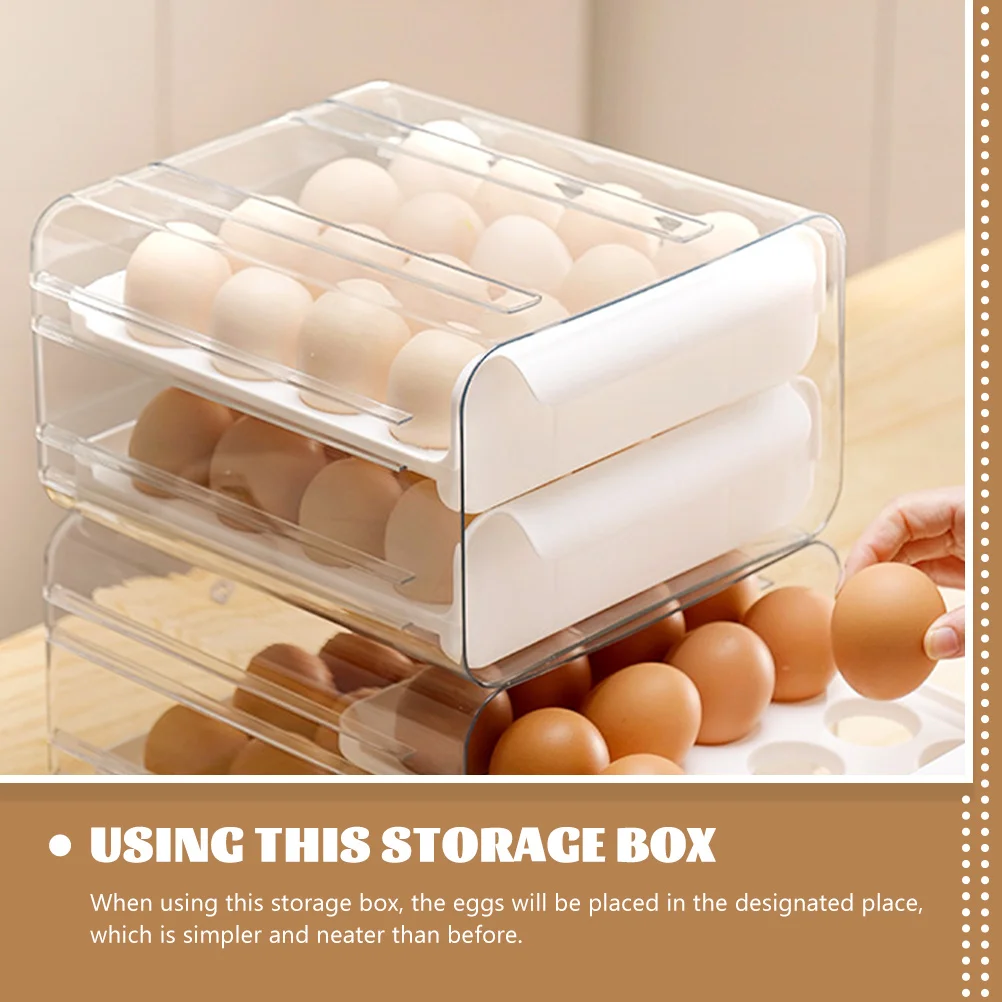 

Large Capacity Refrigerator Organizer Egg Holder Storage Drawer Box Stackable Egg Container For Fridge Pantry Kitchen Space