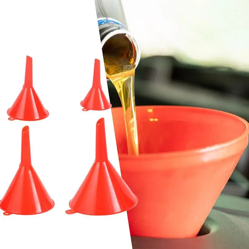 

4PCS RED Plastic Funnel Set Kitchen Liquid Funnels Automotive Fuel Funnel Kitchen Cooking Tools ide Mouth Bottle Funnel for Fill
