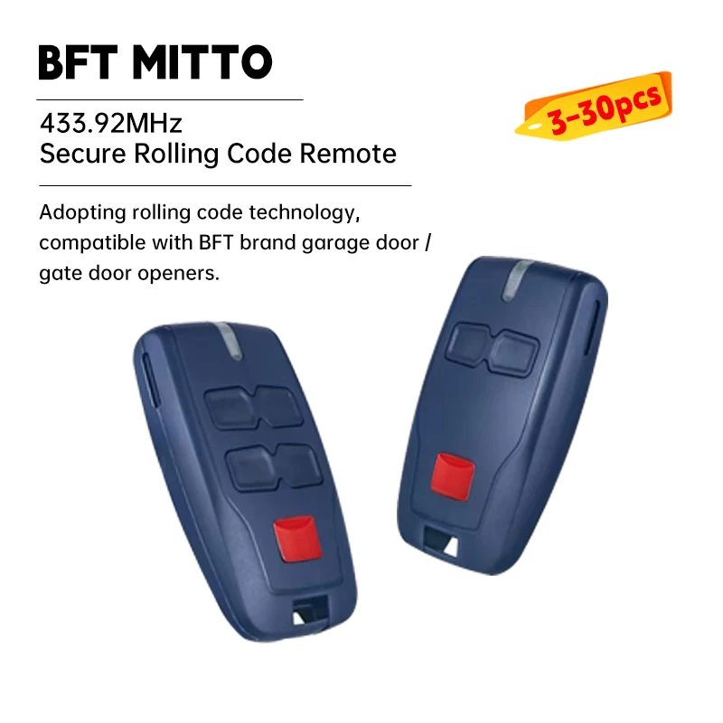 

3-30pcs433.92MHz Secure Rolling Code Garage Door Remote Control Self-Learning Auto Gate Opener Transmitter