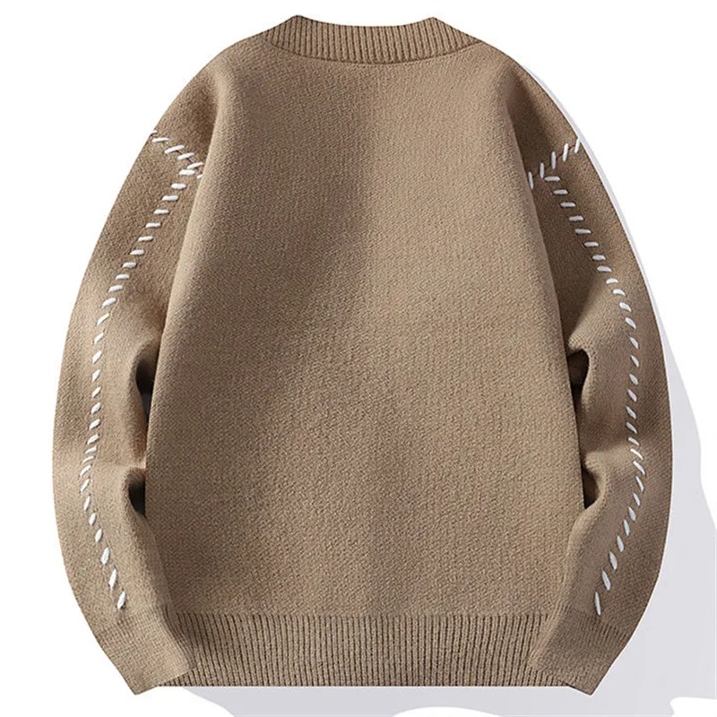 Cárdigan de punto de otoño/invierno para hombre con cuello en V Harajuku Patchwork suéter de punto suelto prendas de vestir exteriores abrigo ropa de calle informal de moda para hombre