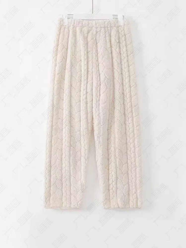 ملابس نوم جديدة من الصوف لشتاء وخريف 2026 مع حشوة سميكة، دافئة ومريحة، مضادة للبرد، مضادة للكهرباء، قمح جاكار ناعم