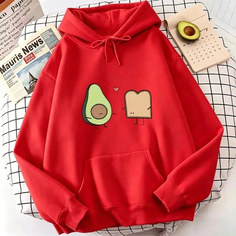 Kawaii Avocado Love Print Hoodie Herbst Winter Casual Hoodie Sweatshirt Damen Pullover mit Tasche 2000er Jahre Damen Hochwertiges Oberteil – Detail 7