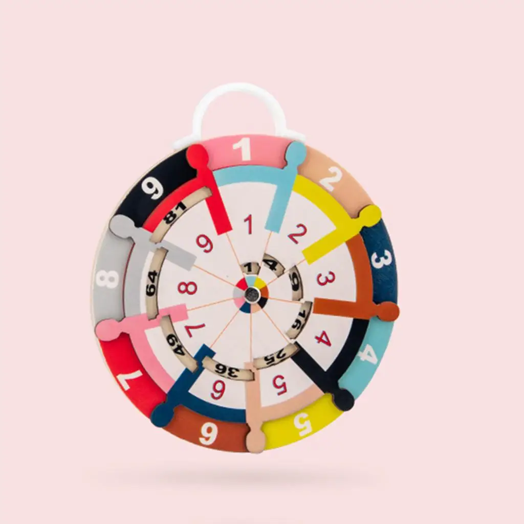 Colorful Wood Multiplication Turntable Plate Portable Early Learning Toy