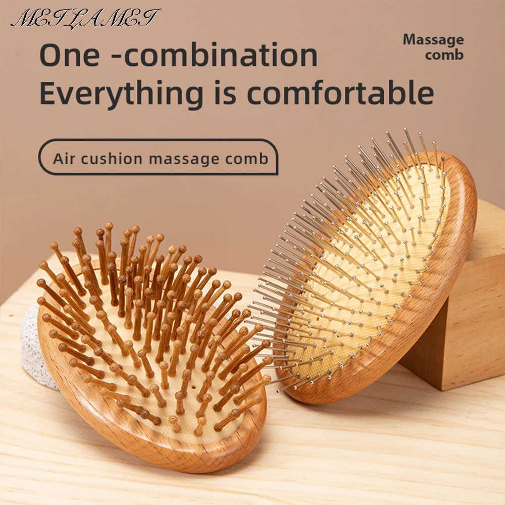 1pcs/2pcs Wood Comb Professional Healthy Paddle Cushion Hair Loss Massage Brush Hairbrush Scalp Hair Care Healthy bamboo comb