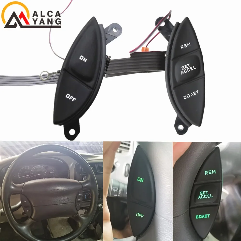 Steering Wheel Cruise Control Switch Button Kit, F87Z9C888BB for Ford Ranger Explorer Sport Trac, F150, Mercury Mountaineer, Maz