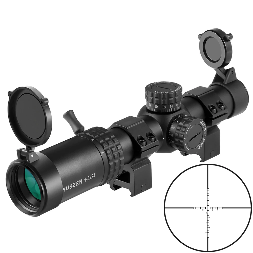 1-5x24 نطاق البندقية نطاق مدمج نطاقات الصيد البصر التكتيكي زاوية واسعة Riflescope