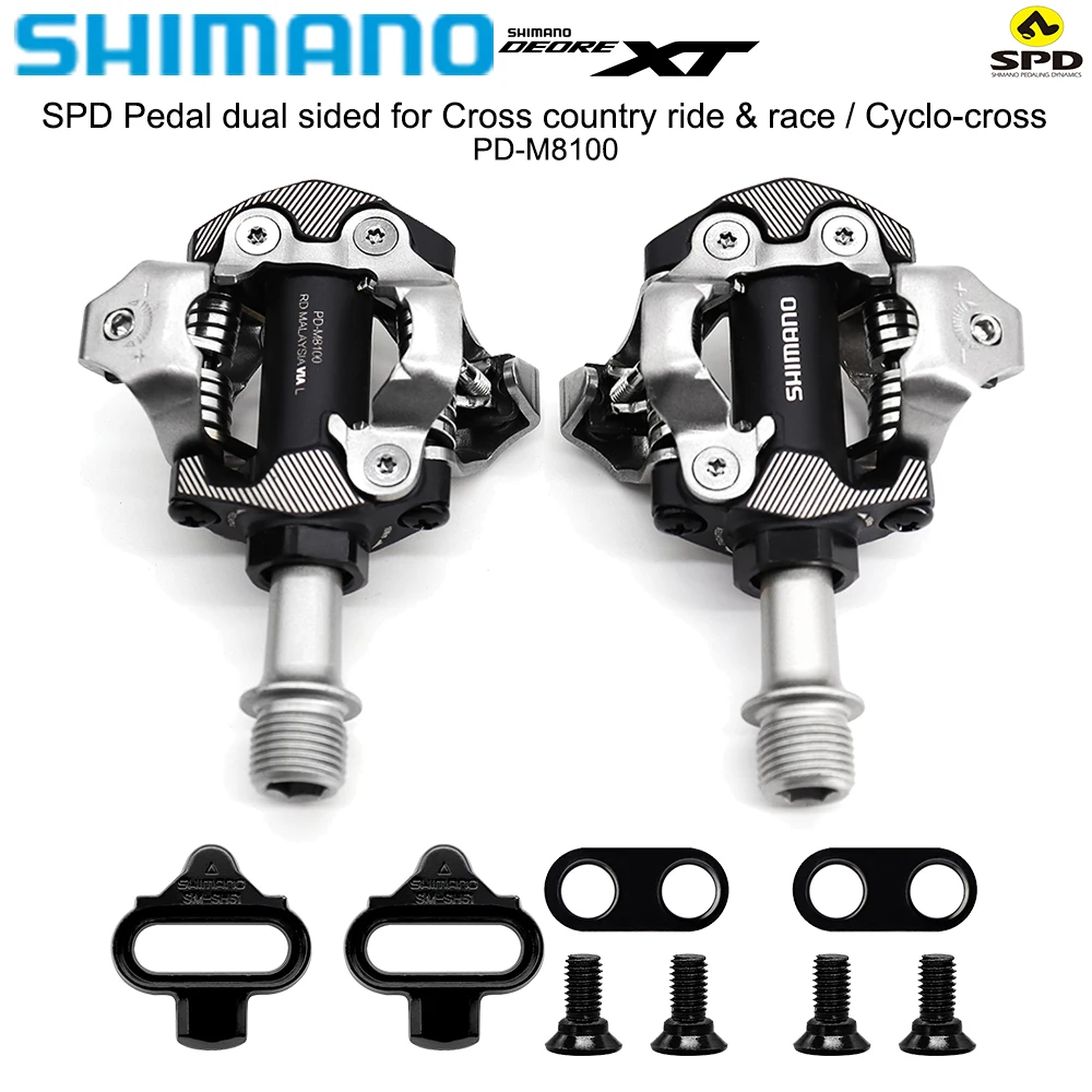 

SHIMANO DEORE XT SPD Slef-locking Pedal PD-M8100 Dual Sided for Cross Country Ride Race Cyclo-cross MTB Bike Original Parts