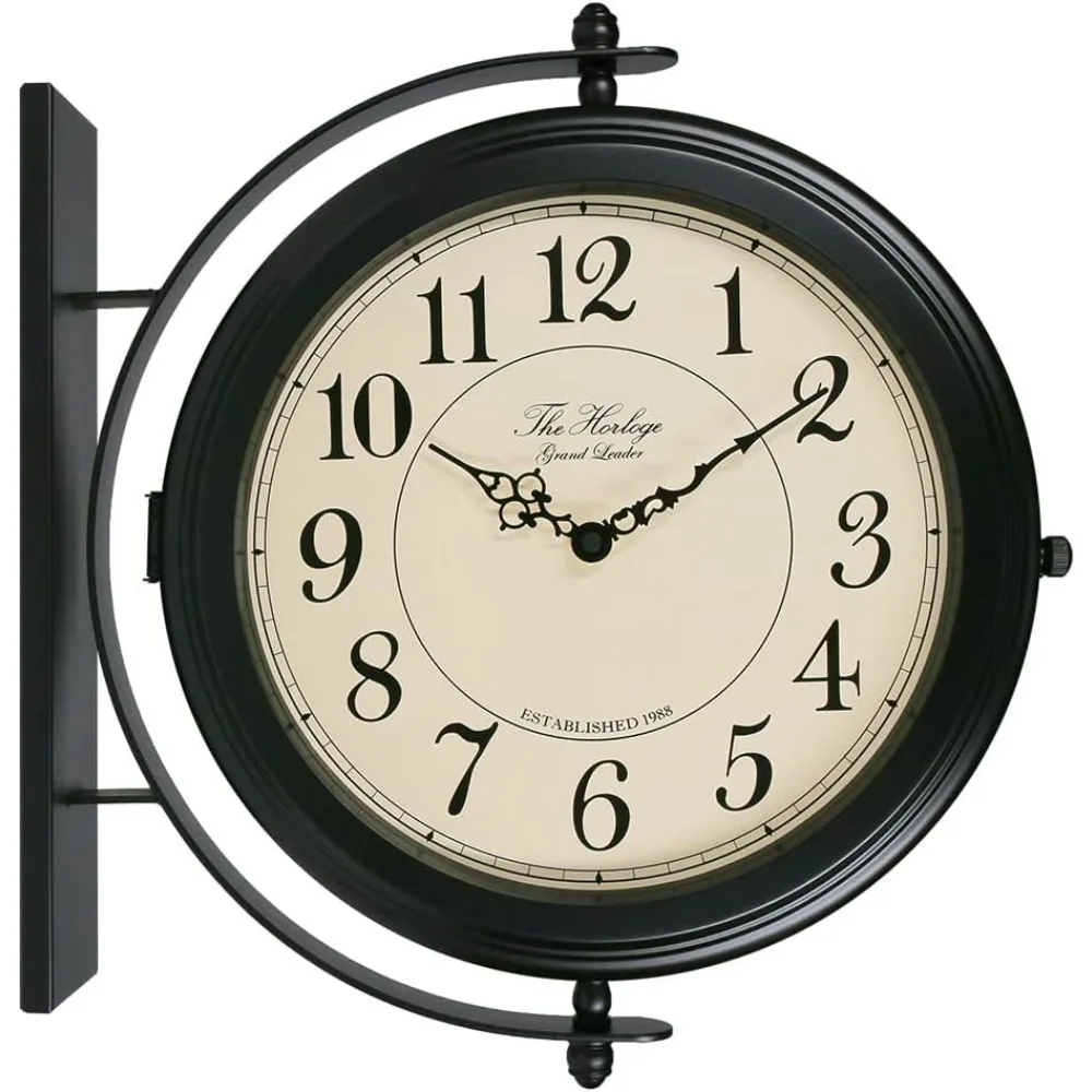 

Double Sided Metal Wall Clock with Black Frame.Sturdy Frame,Easy Read,Garden,Home Décor,Indoor,Outdoor,Farmhouse,Yard