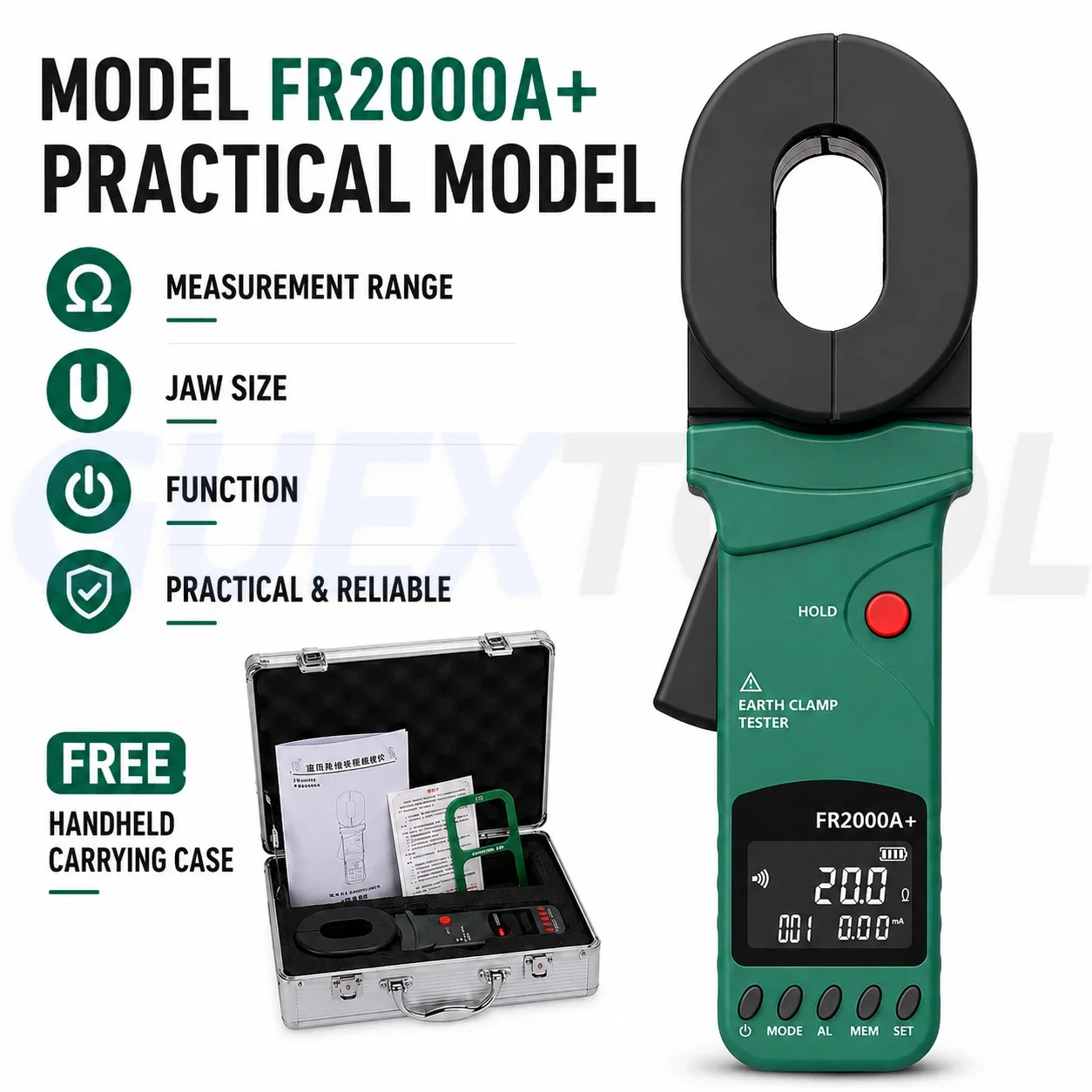 FR2000 Series Digital Clamping Grounding Resistance Tester Engineering Clamping Loop Resistance Test For Current