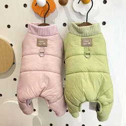 Pet Four Leg High Collar Coat Teddy Dog Clothes Winter Bibi Bear Small and Medium Sized Dog Cat Autumn/Winter Jumpsuit Pajamas