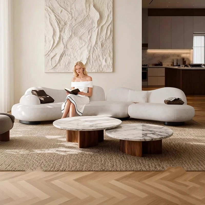 Sectional Modern Living Room Sofas Lazy Floor White Curved Living Room Sofas Relaxing Designer Muebles Postmodern Furniture