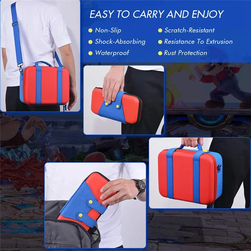 

A41T Carrying Case For Nintendo Switch/Switch OLED Waterproof Travel Case Soft Lining Hard Case Accessories +Strap 1Set