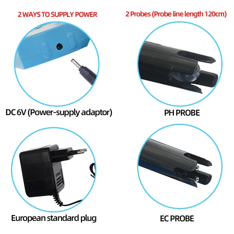 2 In 1 PH / EC Meter Water Quality Tester Multi-Parameter Water Quality Monitor Acidometer For Aquarium