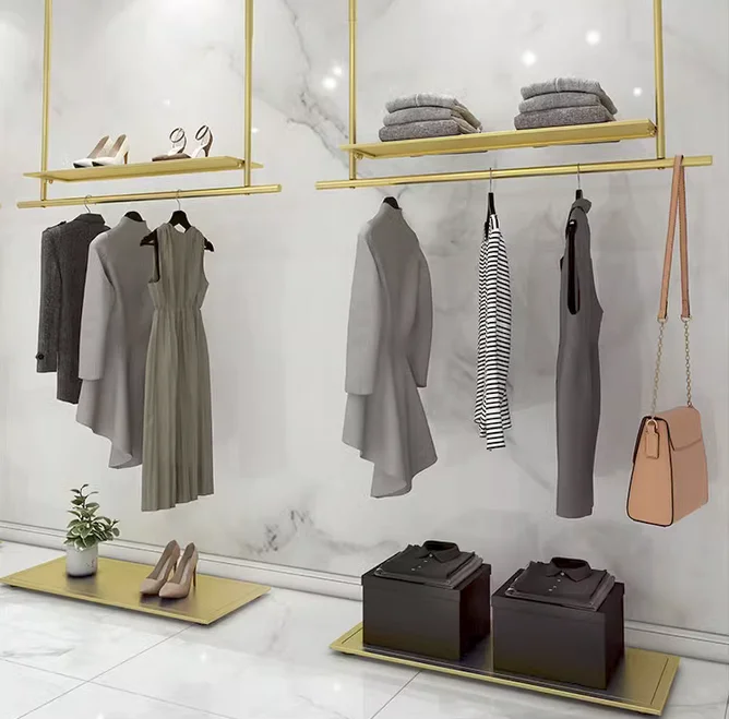 Clothing store display rack, suspended ceiling, hanging clothes rack, hanging wall shelf