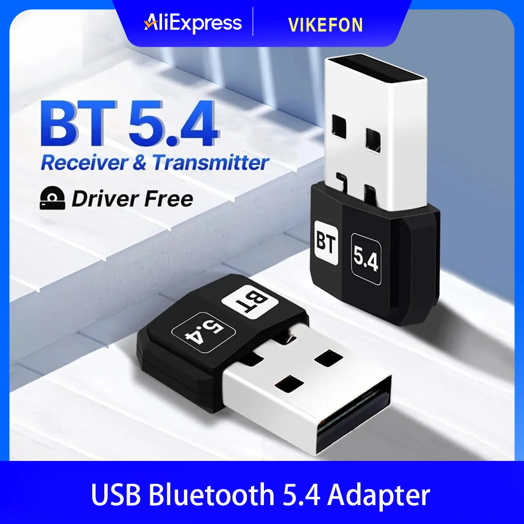 

USB Bluetooth 5.4 Adapter Audio Dongle Adapter Mini USB Wireless Receiver/Transmitter For PC/Laptop Driver Free For Win10/11