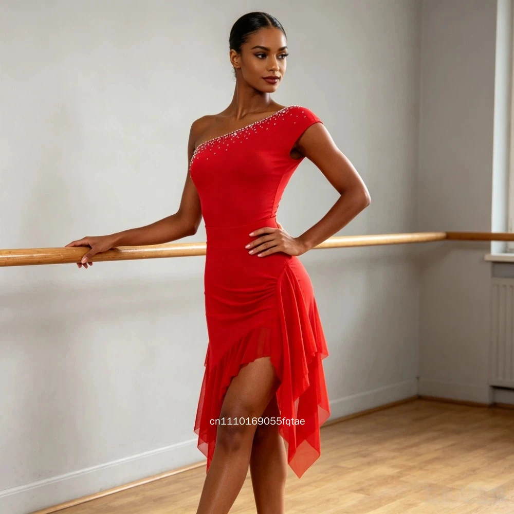 Womens Latin Dance Dress Adult Female Ballroom Samba Tango ChaCha Performance Costume Ladies Stage Carnival Party Prom Dancewear