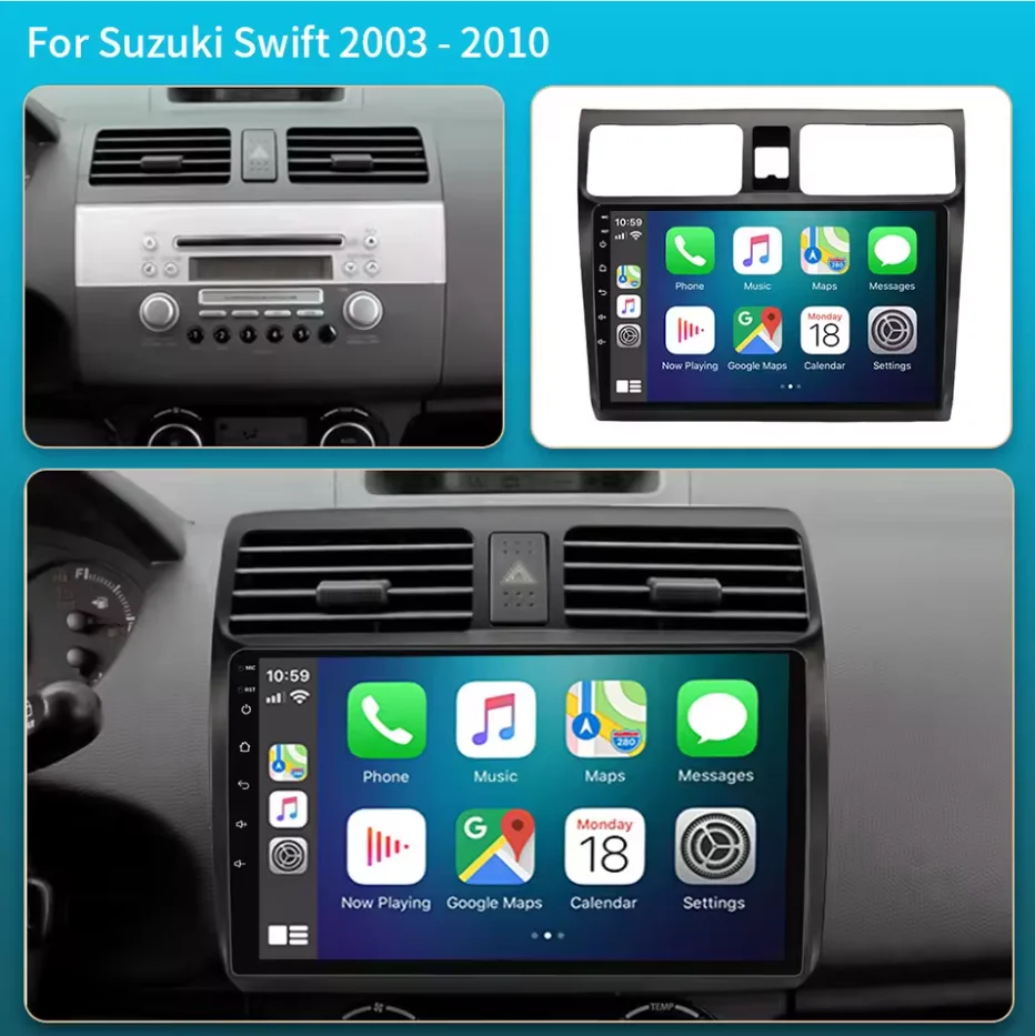 Android 16 For Suzuki Swift 2003-2010 Car Radio Multimedia GPS Player Auto Stereo Video Navigation Carplay 2Din DSP WIFI BT DVD