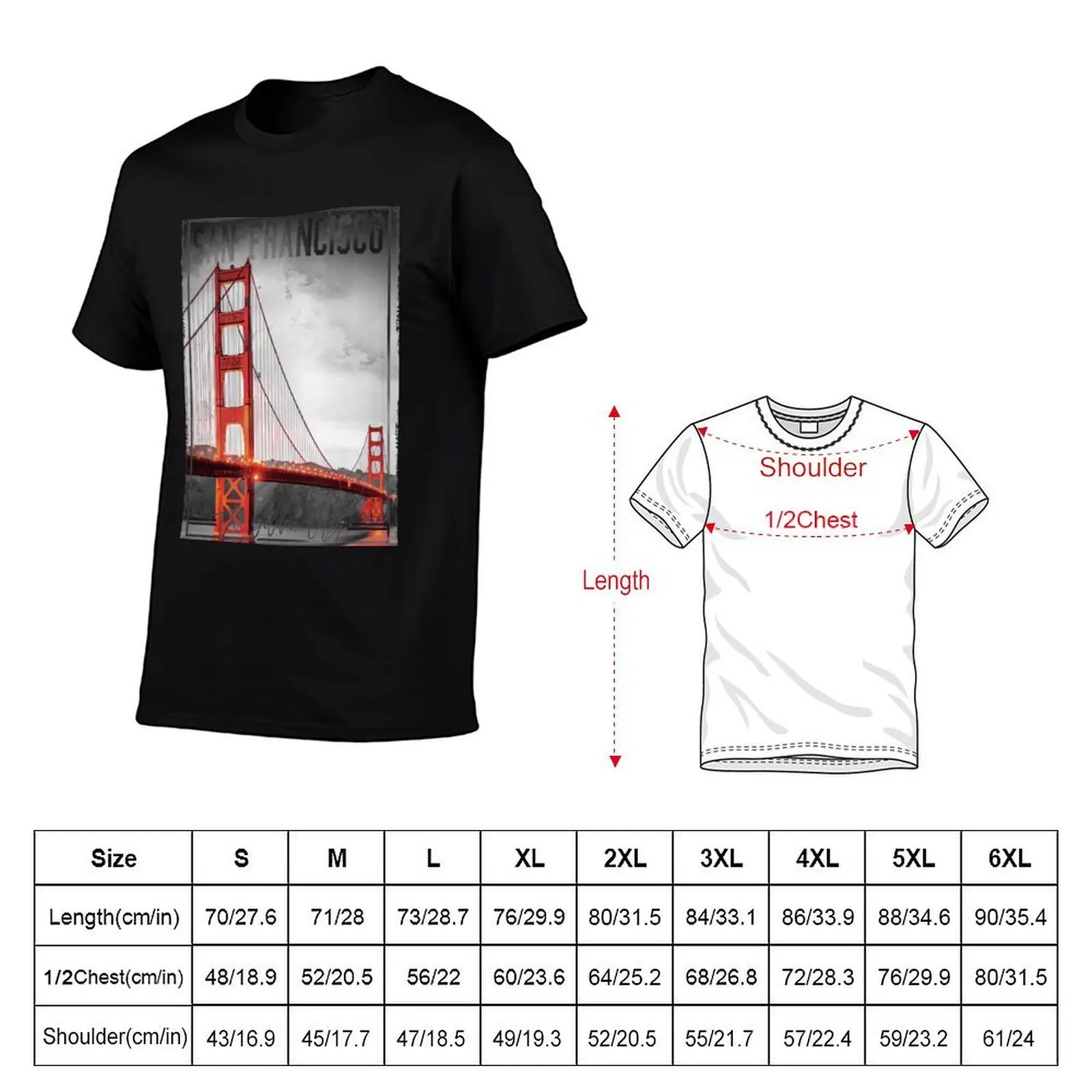 Vintage Style San Fransico Golden Gate Bridge T-Shirt Independence Day Short Sleeve T-Shirt