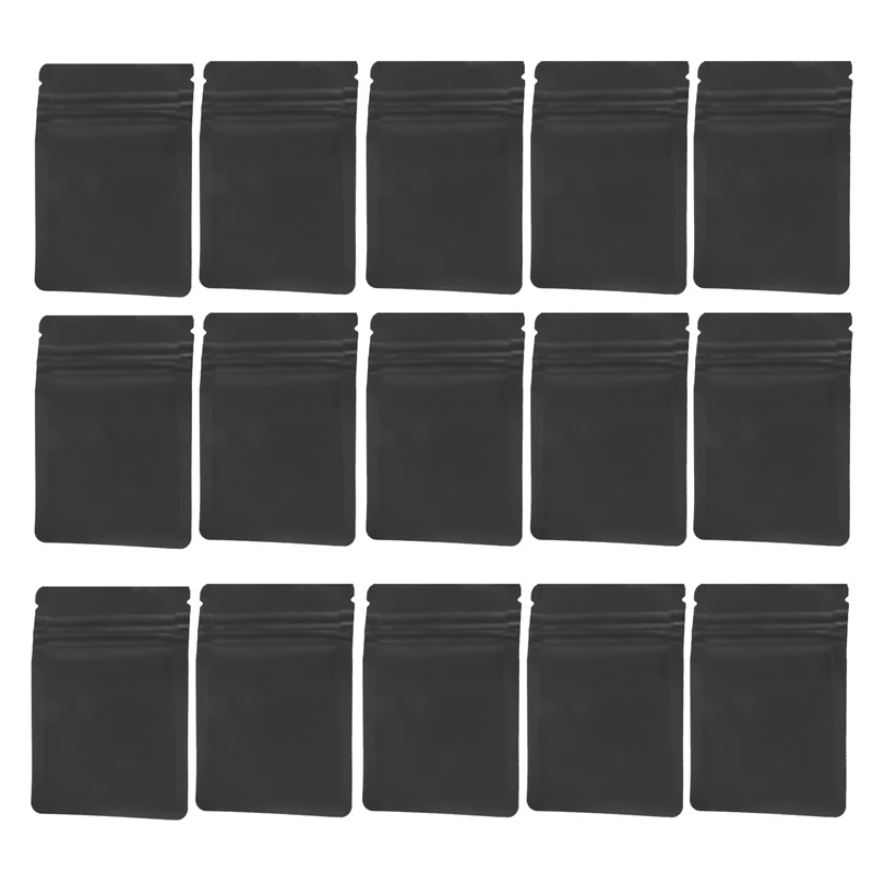 100 Pack Smell Proof Bags - 3 X 4 Inch Resealable Mylar Bags Foil Pouch Bag Flat Zipper Closure Bag Matte Black