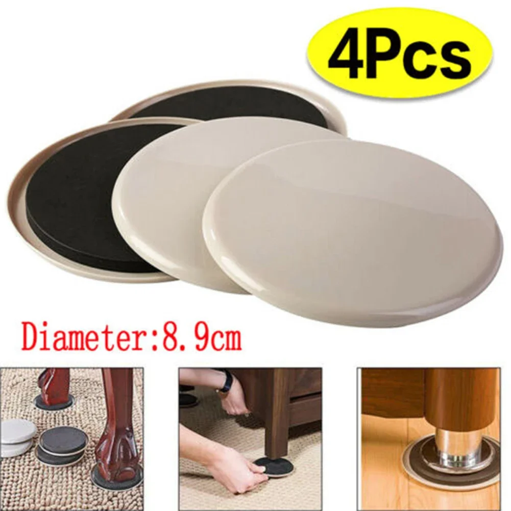 4X Round Furniture Sliders For Carpet Heavy Duty Furniture Slider Movers Gliders Bumper Pad Floor Protector For Table Sofa Leg