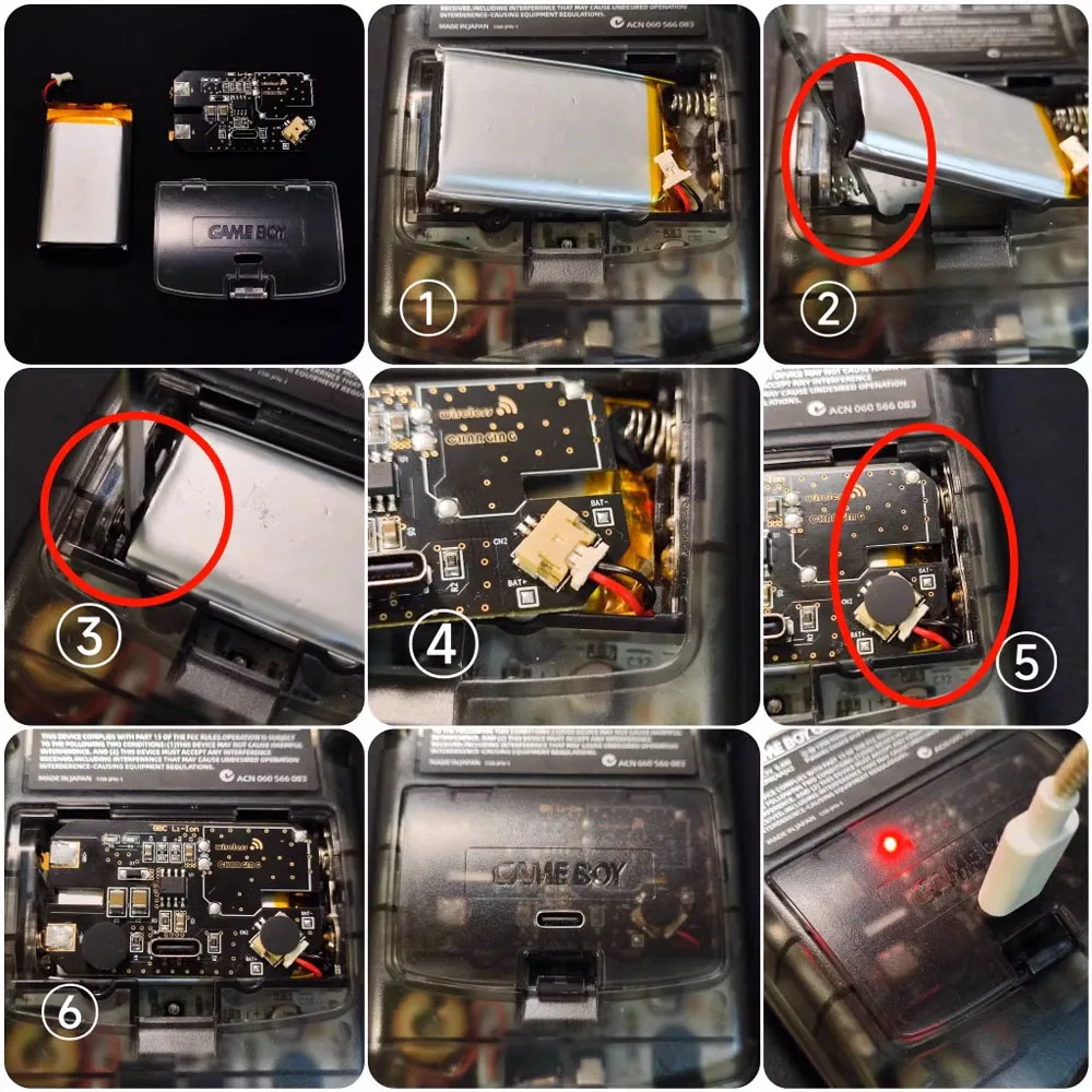 Voor Game Boy Kleur 1800Mah Lithium Batterij Oplaadbare Lithium Batterij Module Voor Gbc