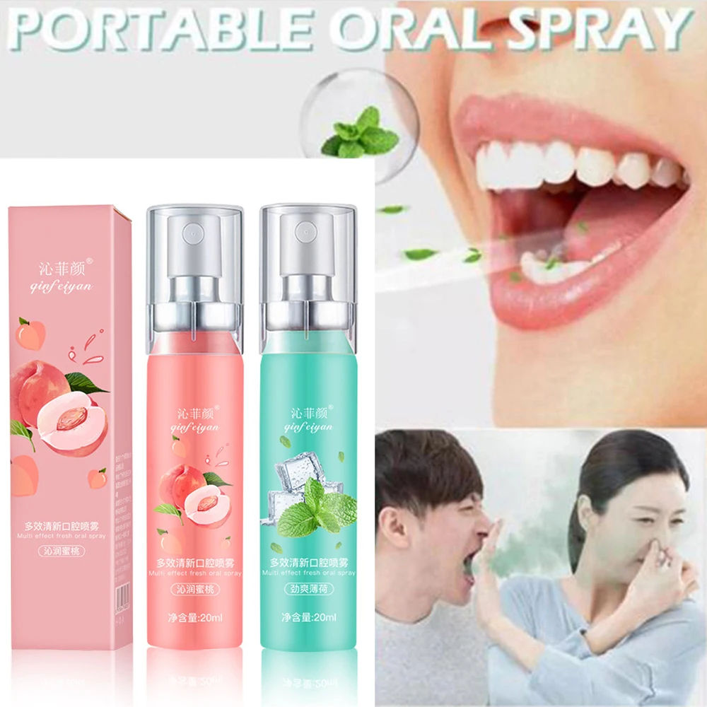 20ml Mint Peach Flavor Mouth Freshener Fresh Breath Oral Spray Deodorant Persistent Portable Oral Care Remove Bad Mouth Odor