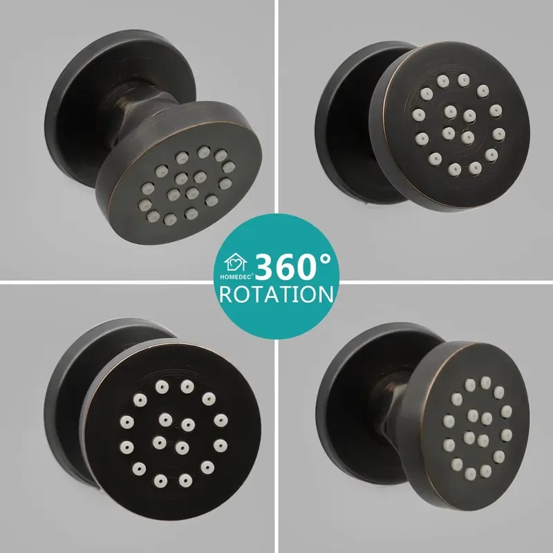 4-Piece Matte Black Ceramic Adjustable Flow Brass Shower Body Jets Spa Soft Contemporary Design Wall Sprayer Set for Hotels view 5