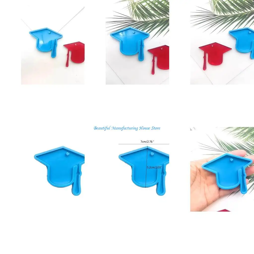 

E56A Glossy Silicone Mold Graduation Season Doctor Hat Keychain Mold DIY Pendant Ornaments Jewelry Epoxy Resin Crafting Molds