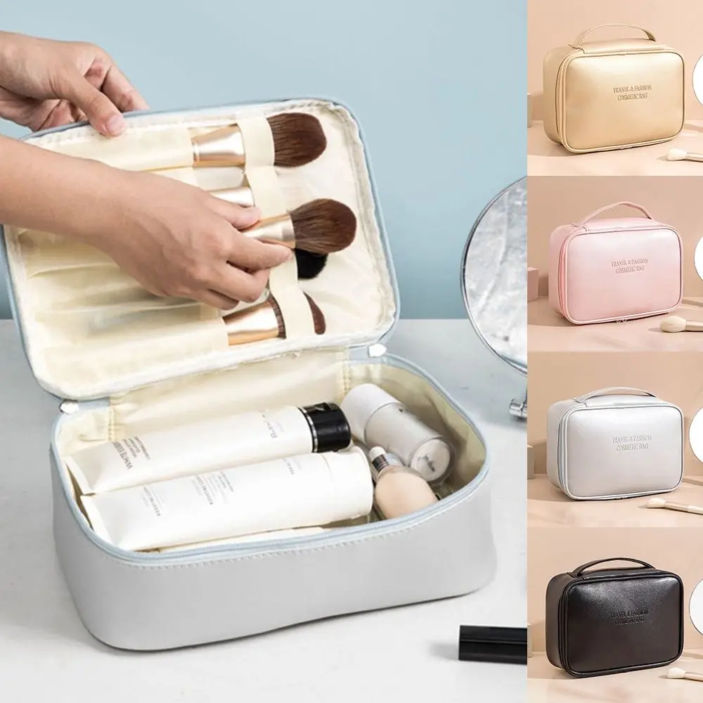 

PU Cosmetic Bag Portable Multifunction Waterproof Makeup Organizer Large Capacity Cosmetic Storage Bag Outdoor
