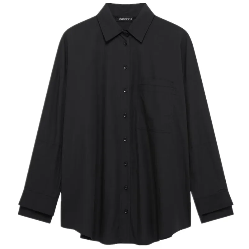 Printemps 2025 femmes coton Long Sve col rabattu soie ample irt Simple Sle Faionable polyvalent coupe confortable