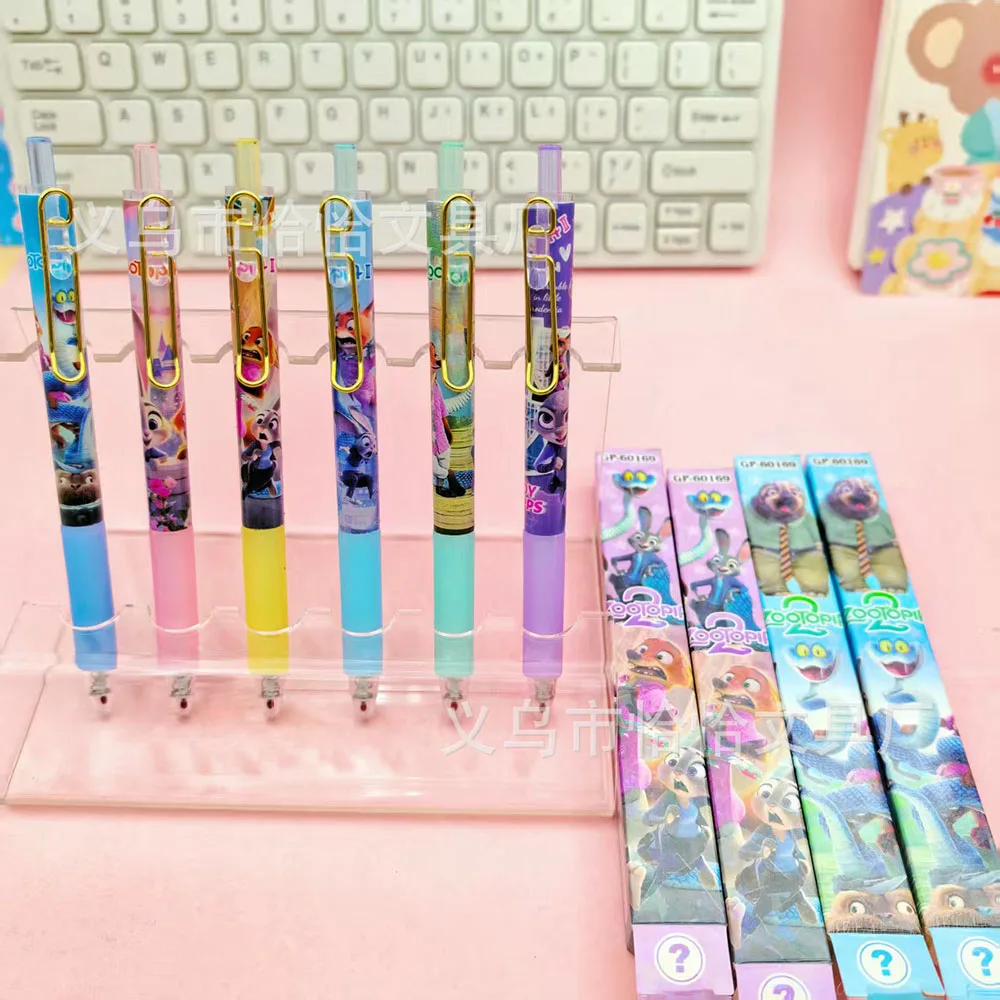 1/3/6/12/24 Pezzi Disney Zootopia Penna Gel Nera Scatola Misteriosa Penna per Studenti Cancelleria Anime Forniture per Studio Regalo 0.5mm