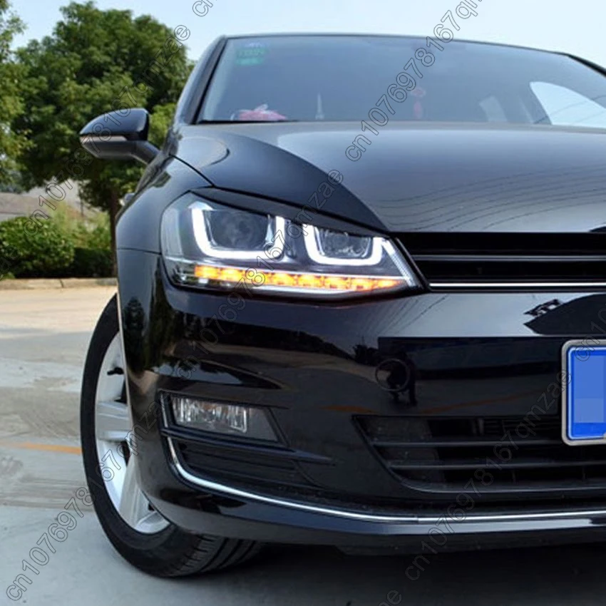 For VW GOLF 7 7.5 MK7 MK7.5 GTI R GTE GTD 2013-2020 L+R Car Headlights Eyebrow Eyelids Trim Stickers Cover Body Kit Gloss Black
