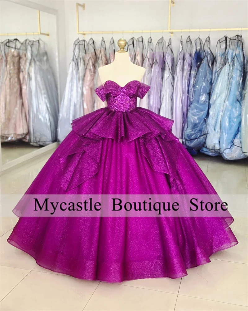 

Shiny Beaded Appliques Quinceanera Dresses 2025 Glittering Lace Sweet 16 Dress Vestidos De 15 Anos Birthday Party Prom