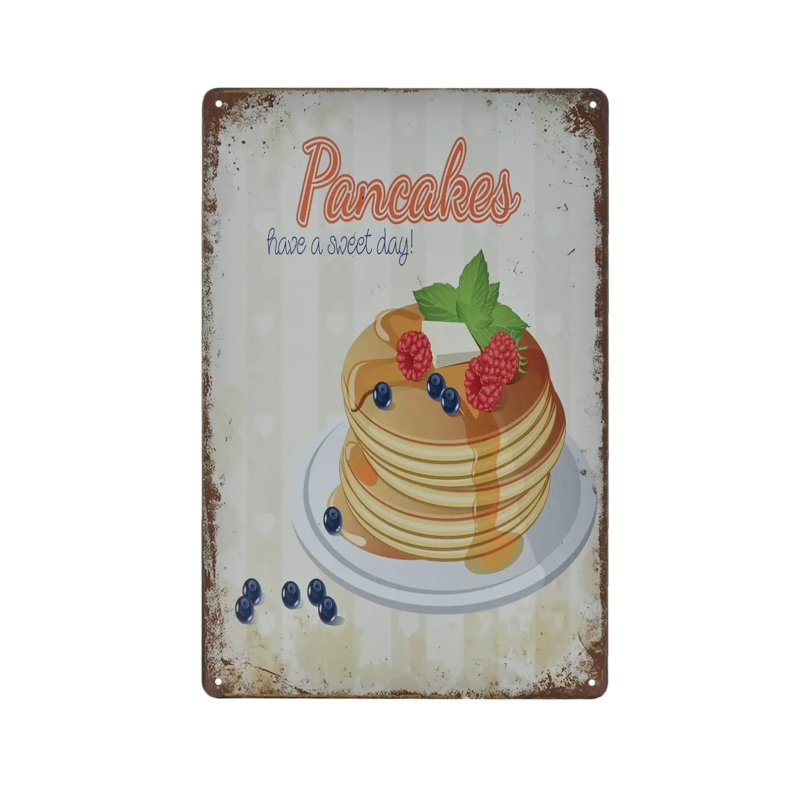 Vintage Metal Sign - Pancakes Fast Food Shop Retro Tin Decorative Sign Wall Decor Metal Plate