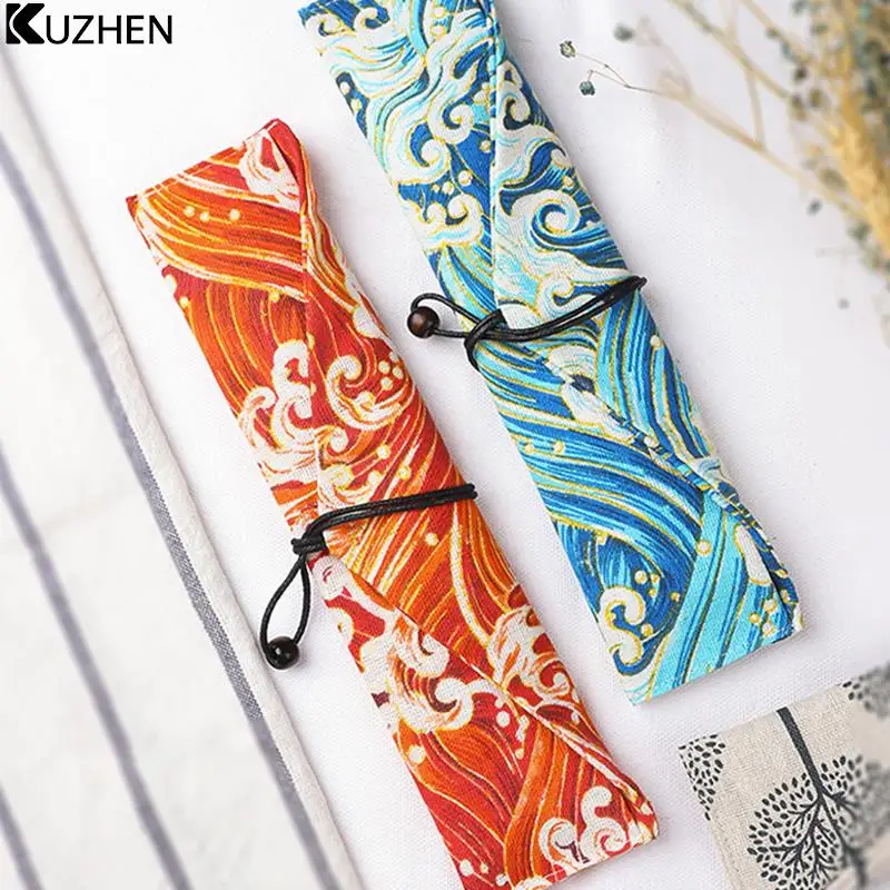 Portable Cutlery Bag Print Reusable Drink Straws Chopsticks Cutlery Bag Drawstring Bag Spoon Fork Cutlery Bag