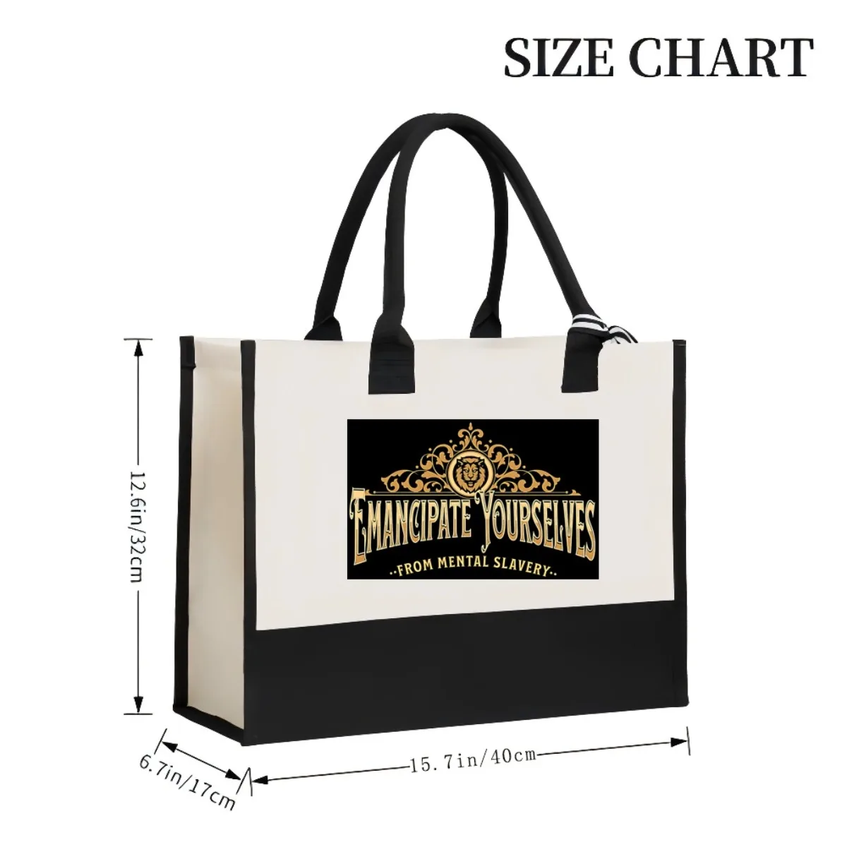 Emanciparse De La Esclavitud Mental 2026 وصل حديثًا حقيبة حمل عصرية واسعة وقابلة لإعادة الاستخدام بنمط طباعة 2 نغمة ثقيلة