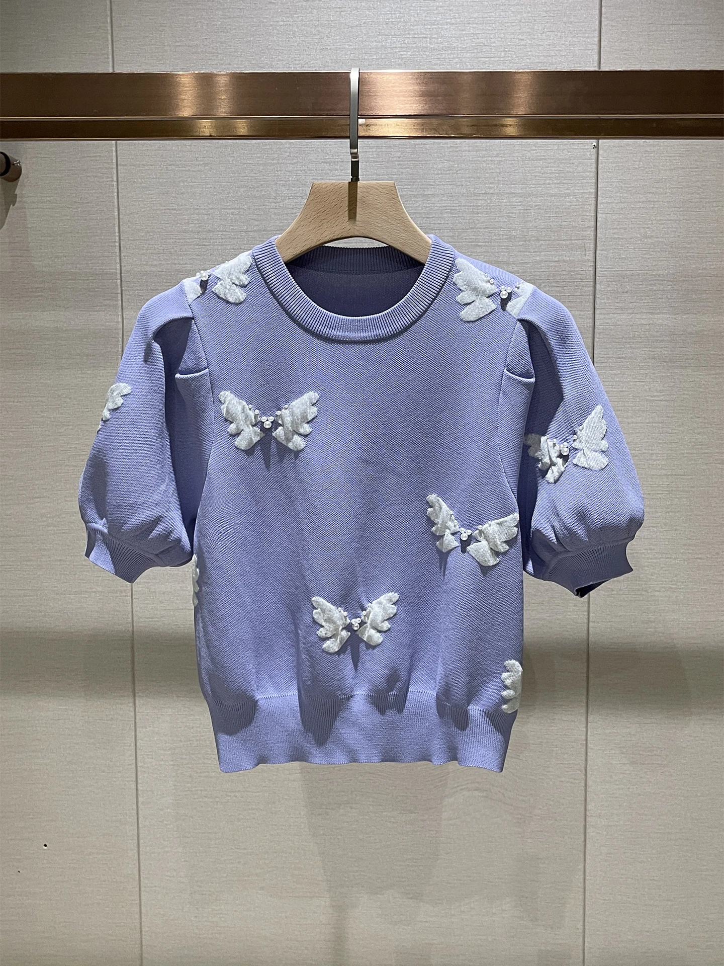 

Уникальный круглый трикотажный топ Ne ort Sve для женщин, базовый слой, пузырчатый трикотаж, фиолетовый, для повседневной носки, удобный, дышащий