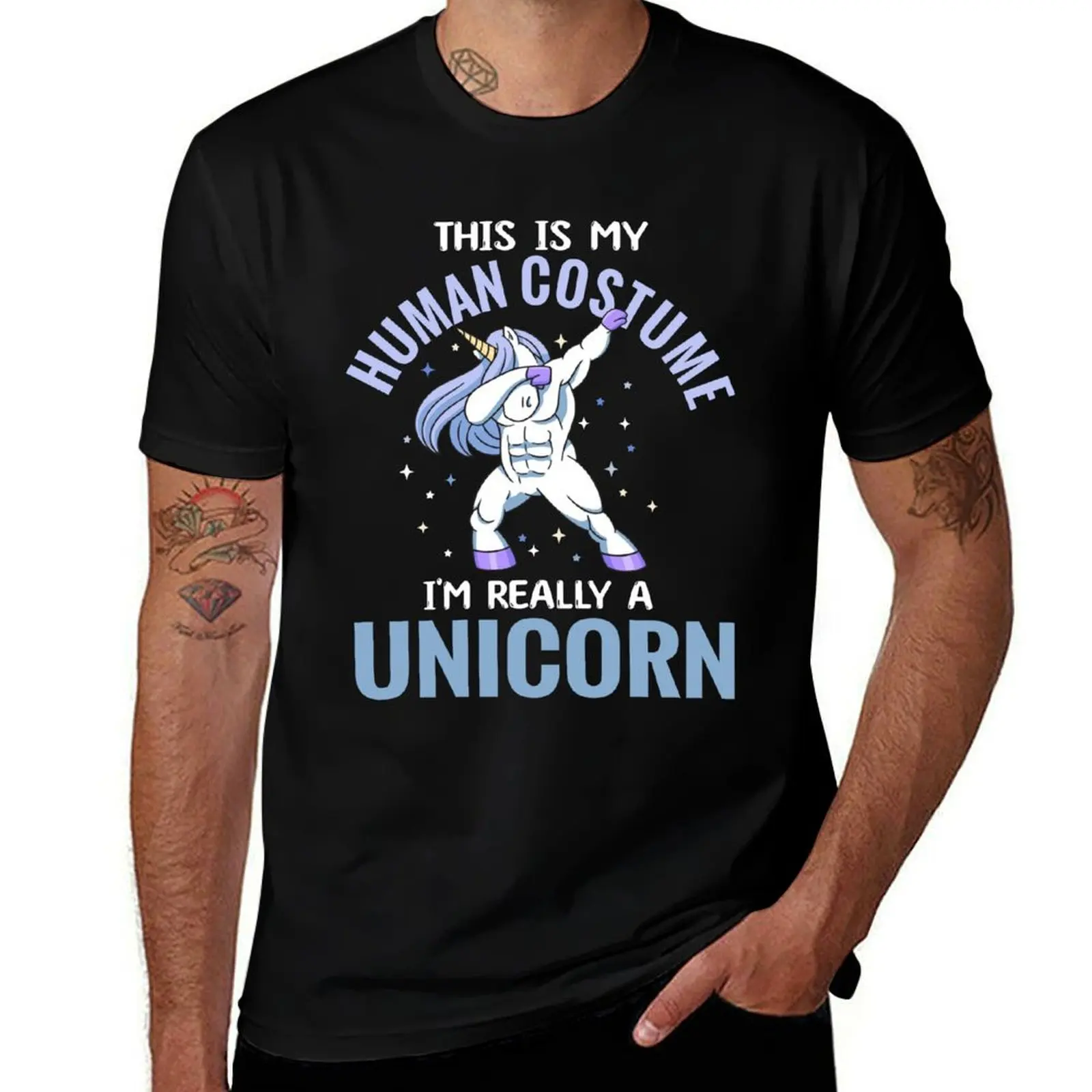 

Unicorn Lover Funny Human Costume Dabbing Unicorn T-Shirt man t shirts high quality luxury brand T-Shirt