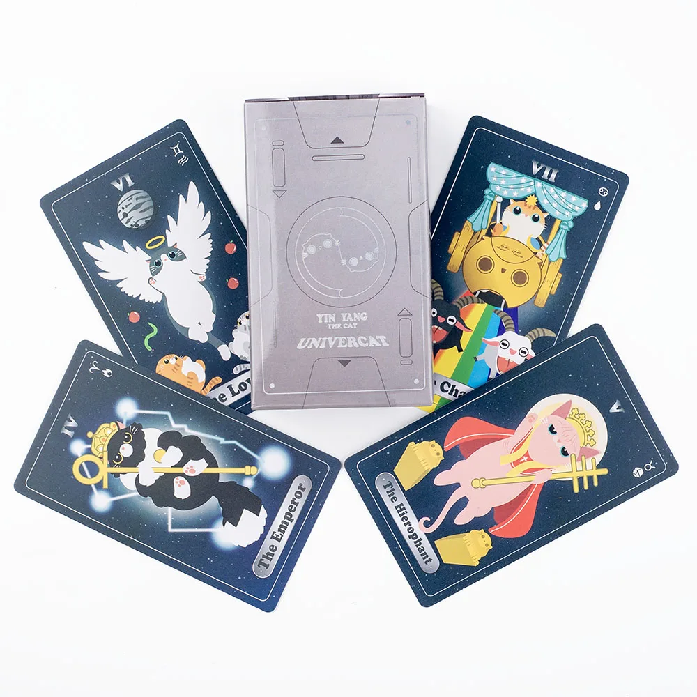 10.3*6Cm Yin Yang The Cat Univercat Taort Cards English Visions Divination Edition Deck Board Playing Games 83Pcs