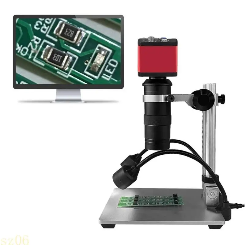 Q2Q4 การขยายปรับ 100X C Mount เลนส์สำหรับแผงวงจรตรวจสอบกล้องจุลทรรศน์เลนส์ 0.5-3X ซูมเลนส์ขยาย