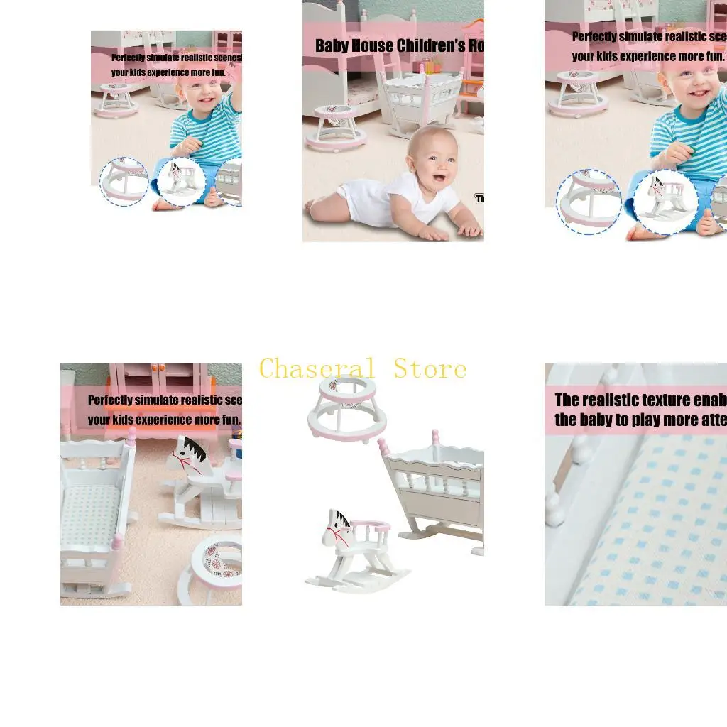 

E7CE 3PCS Miniature Furniture for 1/12 Dollhouses Kids Pretend Play Accessories