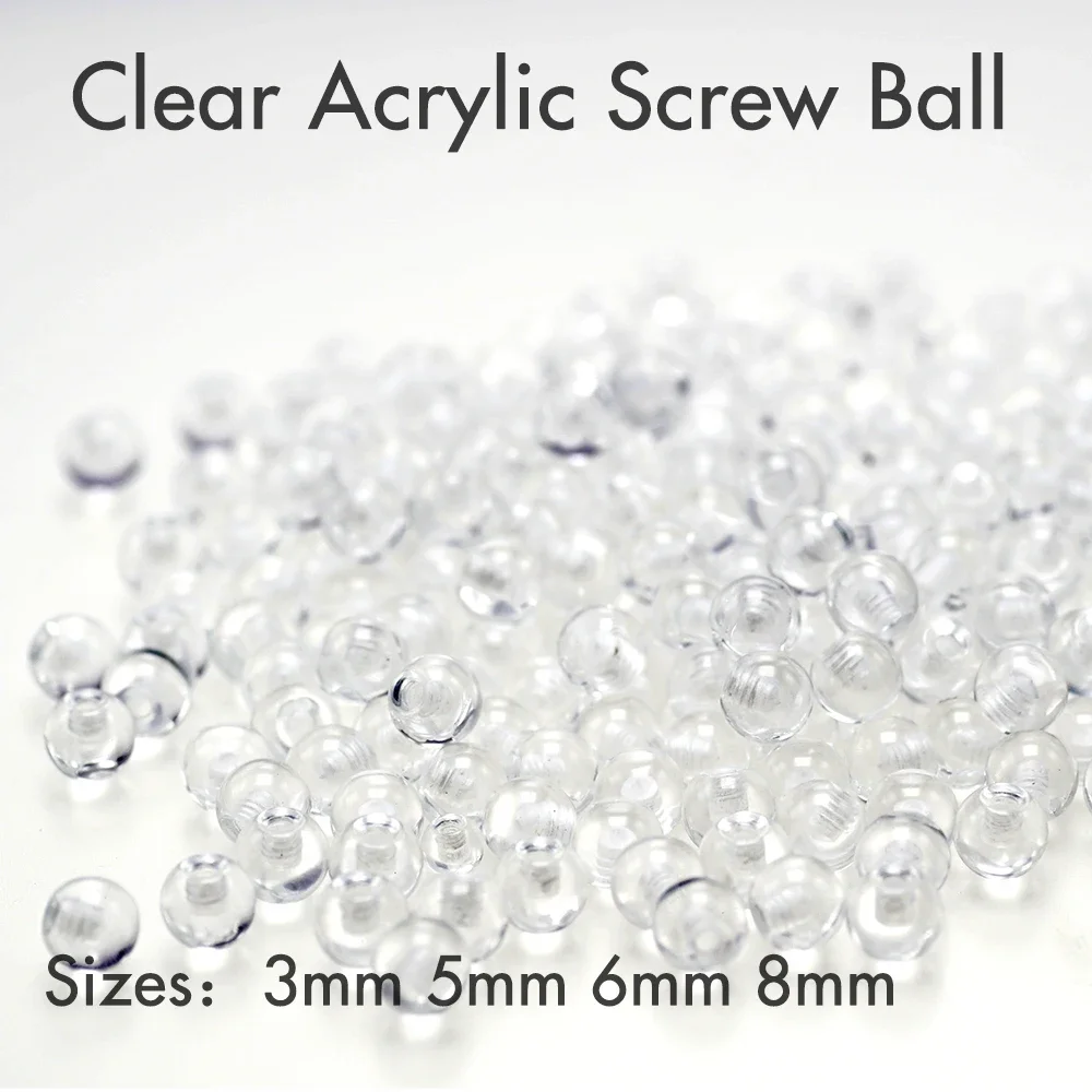 50Pcs Clear Acrylic Piercing Ball Parts of Navel Eyebrow Labret Tongue Nipple Body Jewelry Replacement Screw Thread Beads