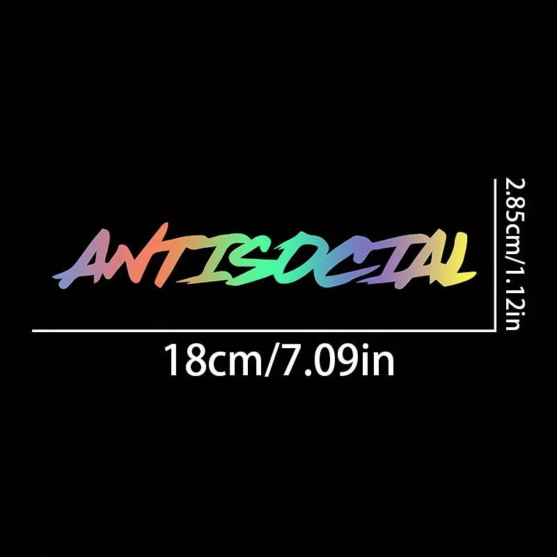 1pc Anti-Social Alphabet Cool Pattern Waterproof Vinyl Stickers Car Motorcycle Helmet Laptop Tank Fairing Exterior Styling Decal