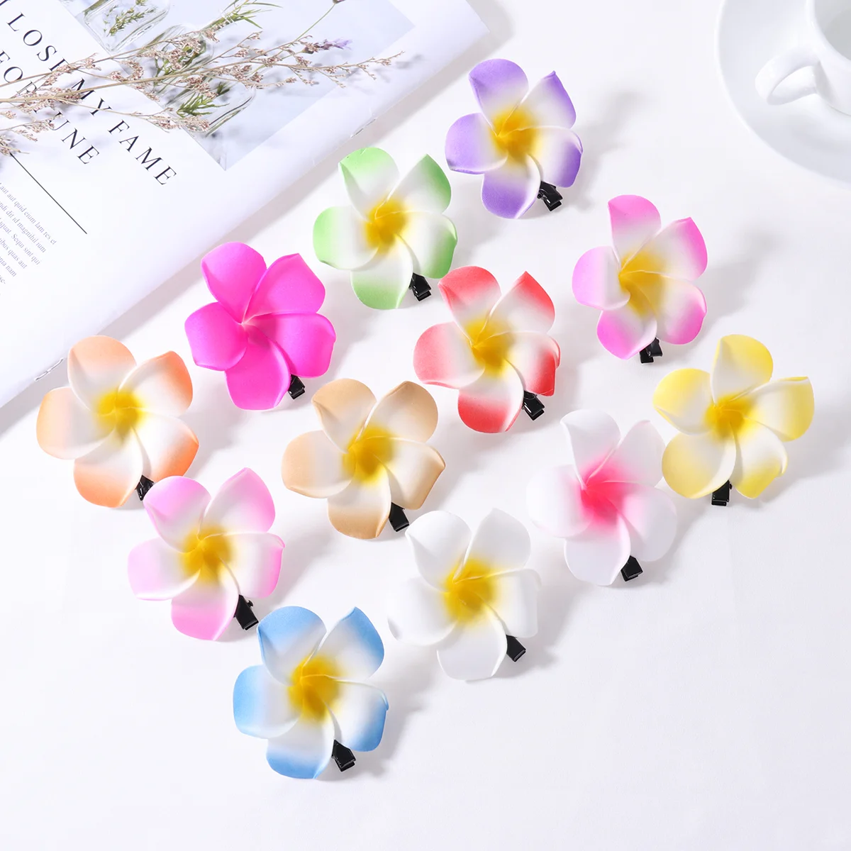 Baby Barrettes Hawaiian Flowers for Hair Accessories Necklace Decorations Clips Banquet