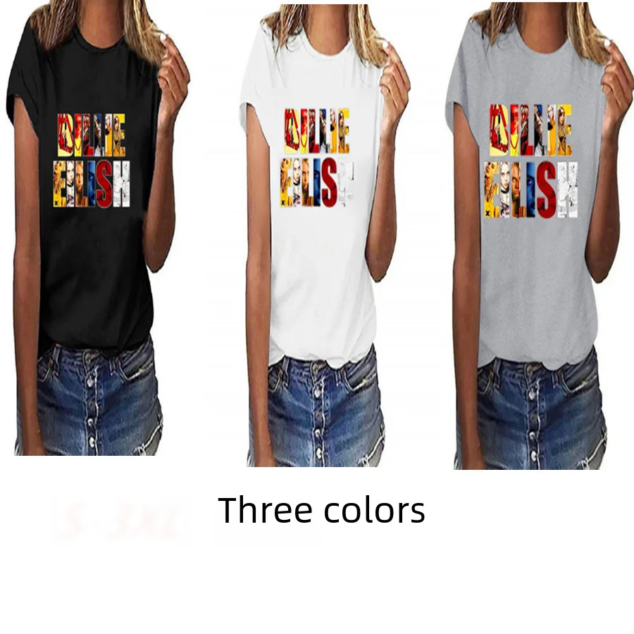 Women's Casual Short Sleeve T-shirt Billie Eilish Printing Sale On Wish