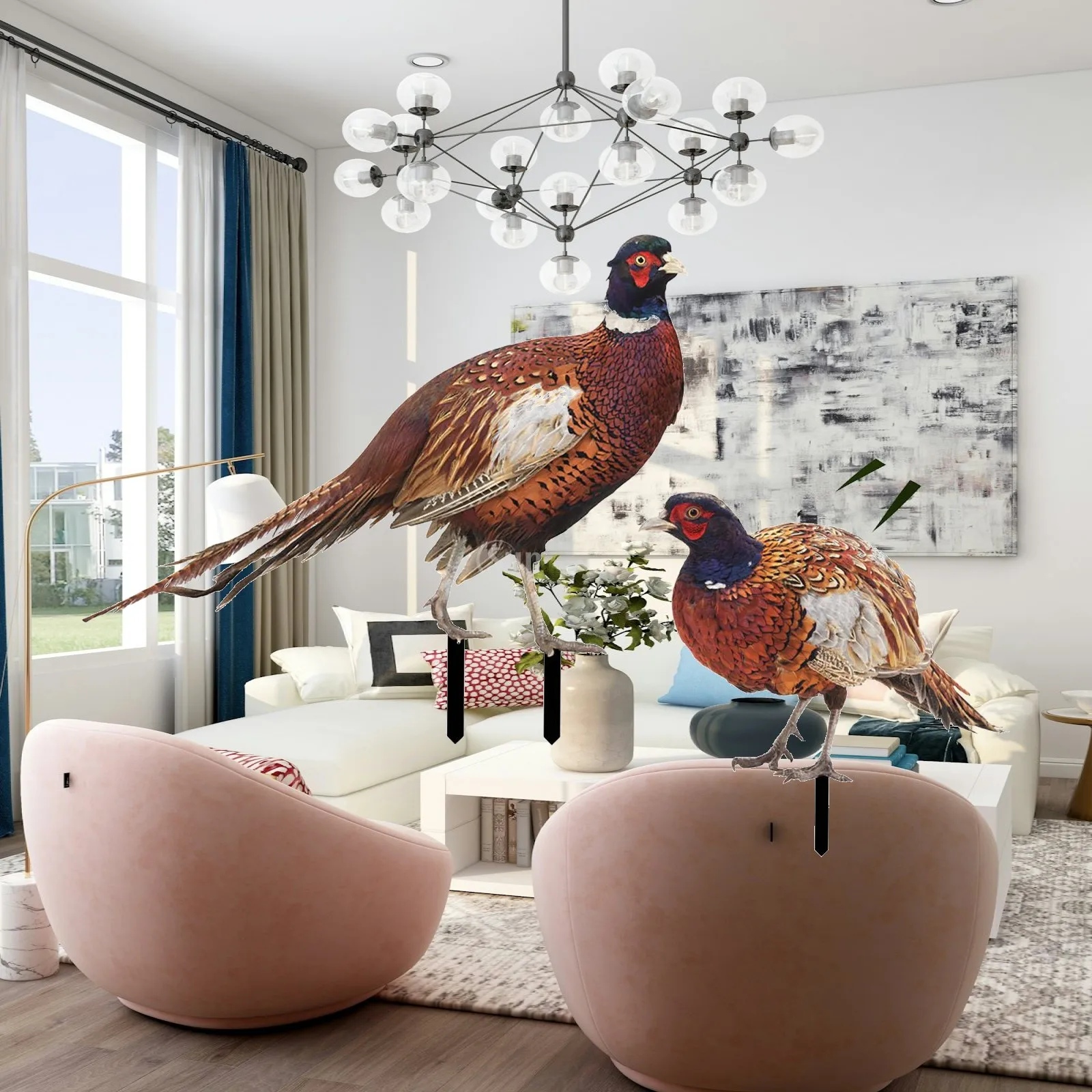 Pheasant Figurine Lifelike Crafts Floor Decoration Yard Stake Ornaments Animal