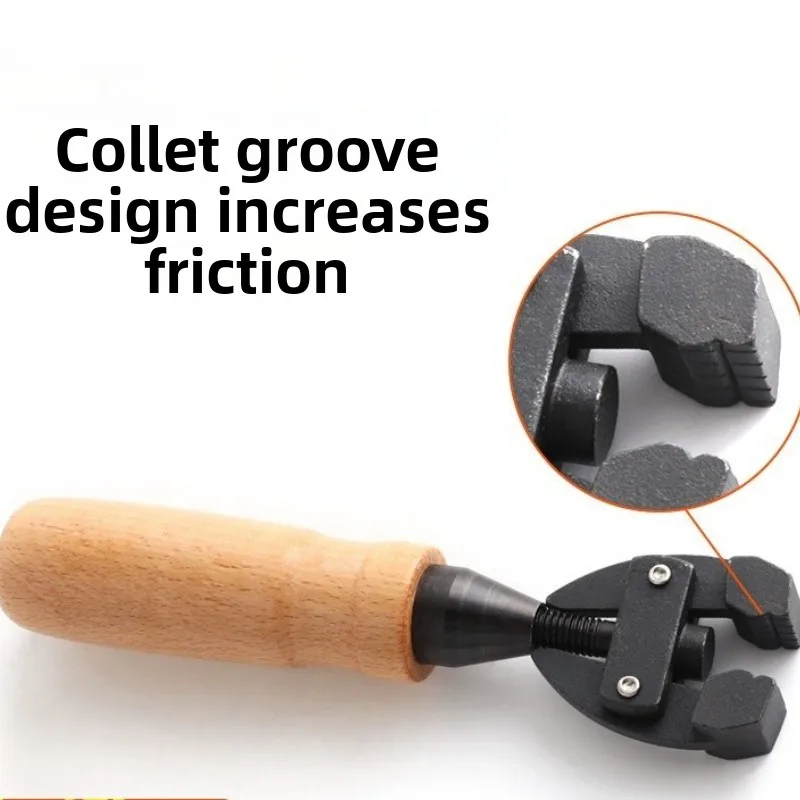 Wooden Handle Handheld Clamp for Rotary Tool Steel Stamp Fixing Thickened Non Slip Carbon Steel DIY Craft Auxiliary Tool