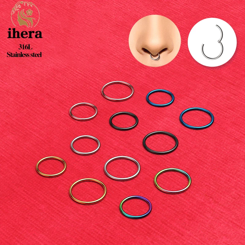 10PCS Silver Color Stainless Steel Small Nose Rings Septum Piercing Clicker Gold Color Round Earrings Hoop Ear Cartilage Jewelry